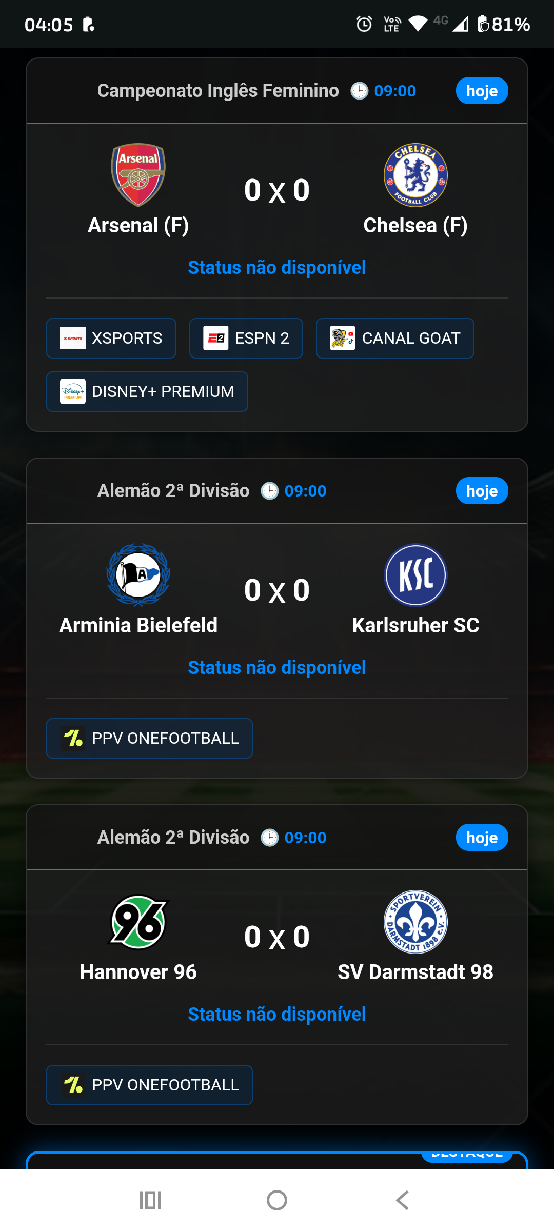 Api jogos do dia